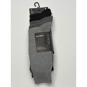 ALDO Mens 5 Pair Textured Socks Pack Black Grey Dress Socks